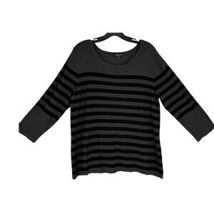 Spense Knits Nautical Stripe Sweater Gray Black Soft Cozy XL